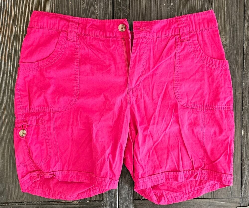White Stag Hot Pink Denim Shorts Vibrant Summer Cutoffs Women's Size 14